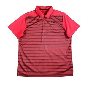 Nike Dri-Fit Men's Red/Black Striped Short Sleeve Polo Size XL